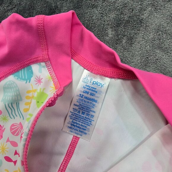 I Play Baby Swim Sunsuit 12 Months UPF 50 Ocean Print - Picture 3 of 7